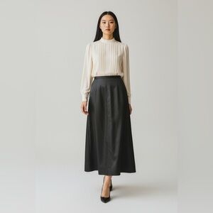 VTG Long Maxi Skirt Taffeta Black Dressy 70s Party Goth Formal Whimsygoth Small